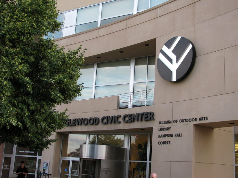 The front entrance of Englewood City Hall.